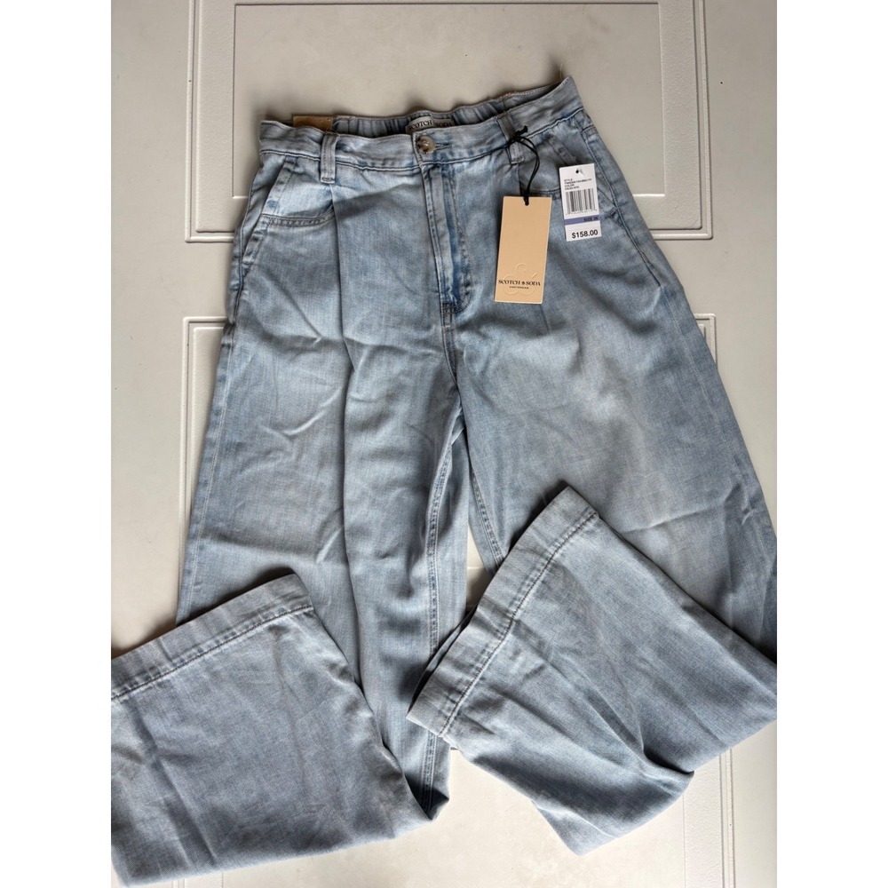 Scotch & Soda Chelsea Hotel Wide Leg Pleated Jeans Light Indigo 26